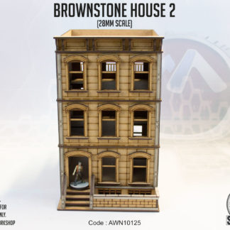 Brownstone House 2. An unpainted 28mm scale building.