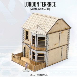 London Terrace - A 28mm-35mm scale unpainted MDF building, designed as older British terraced house.